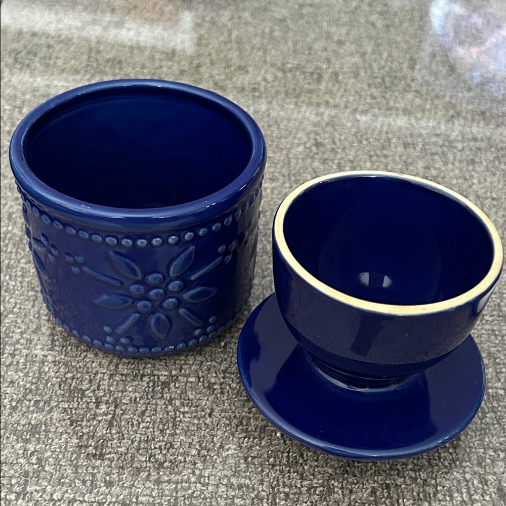 Butter Keeper Temptations by Tara Old World, Dishwasher Safe, Cobalt Blue